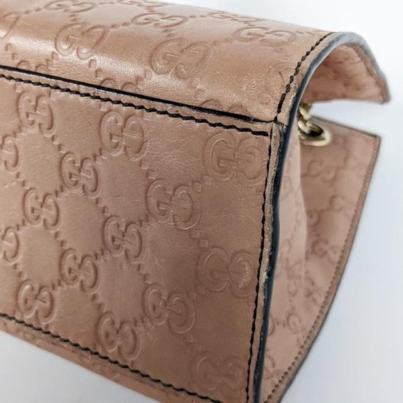 SOLD Gucci Emily Chain Large Pink Beige Calfskin Shoulder Bag - Picture 6 of 11